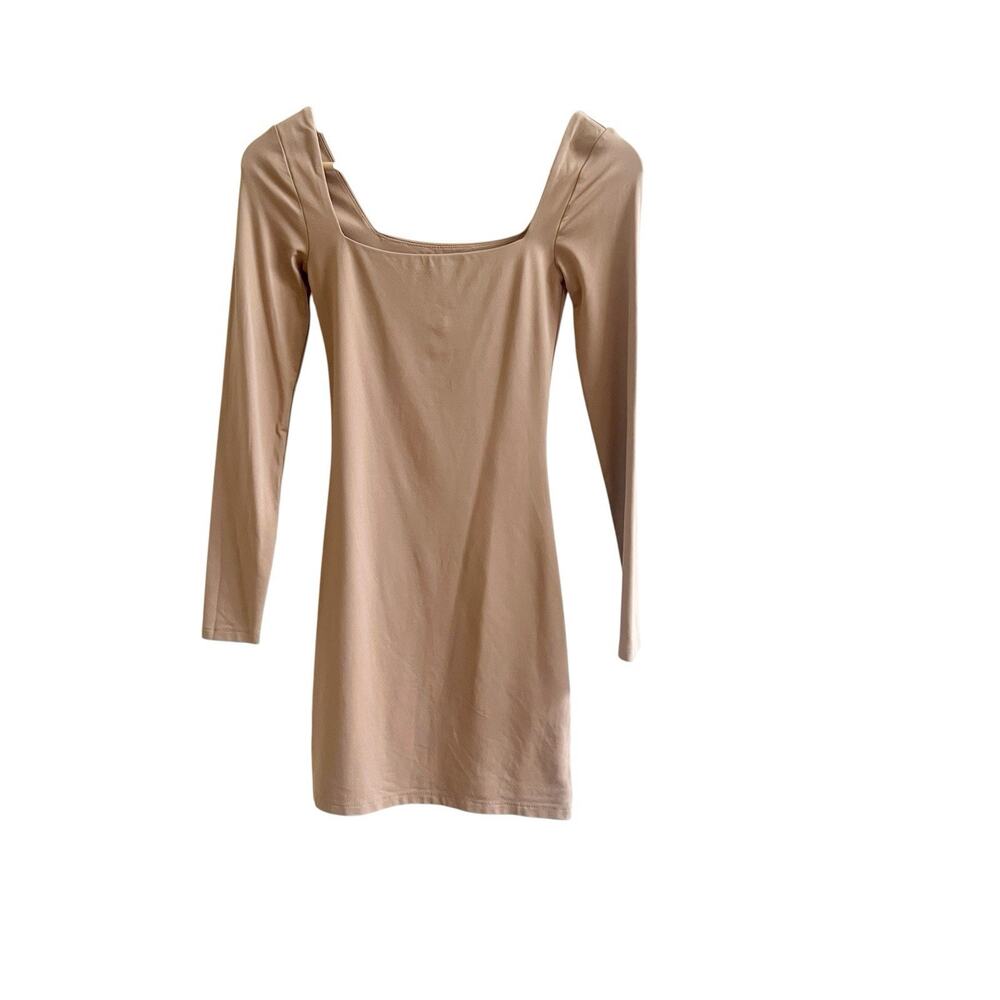 Babaton Aritzia Contour Squareneck Mini Dress Tan Camel Women’s XS Bodycon Party